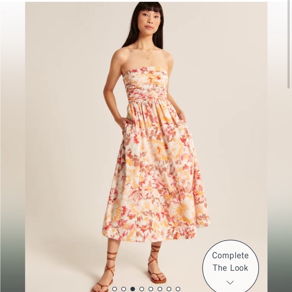 Poplin Strapless Midi dress